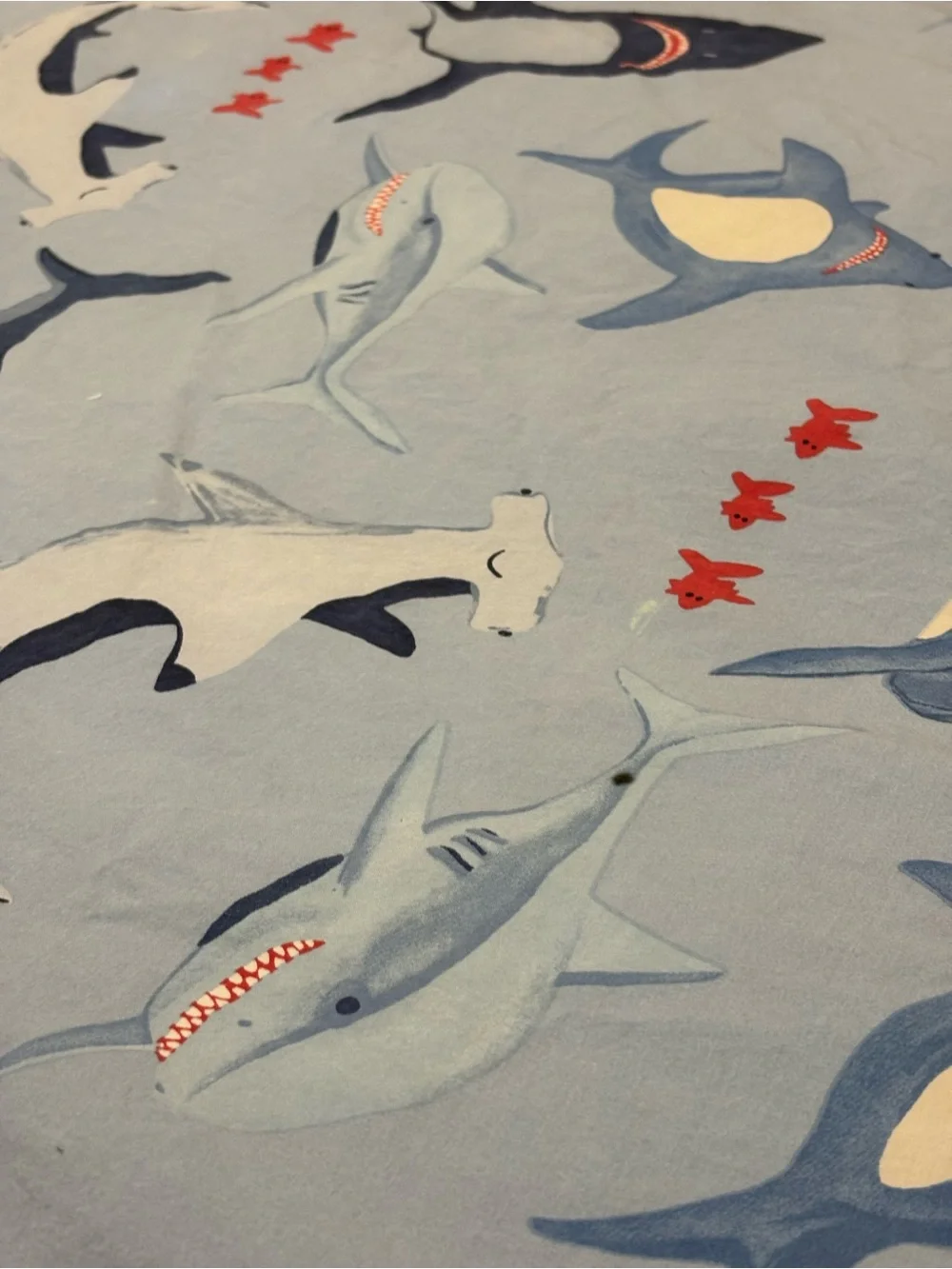 Pottery Barn Kids Shark Bite Duvet Cover Twin Light Blue Ocean School Fish Sea